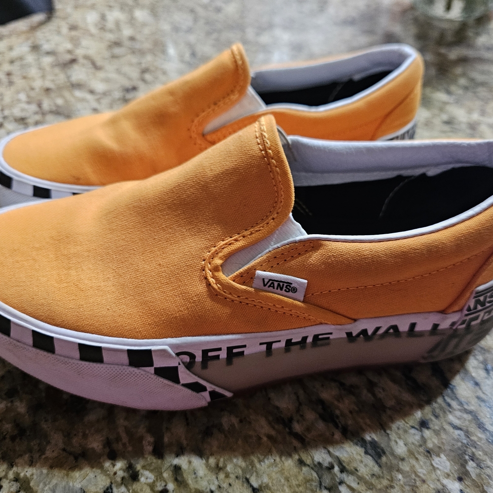 Vans Womens Orange Slip-On Shoes - Picture 2 of 8